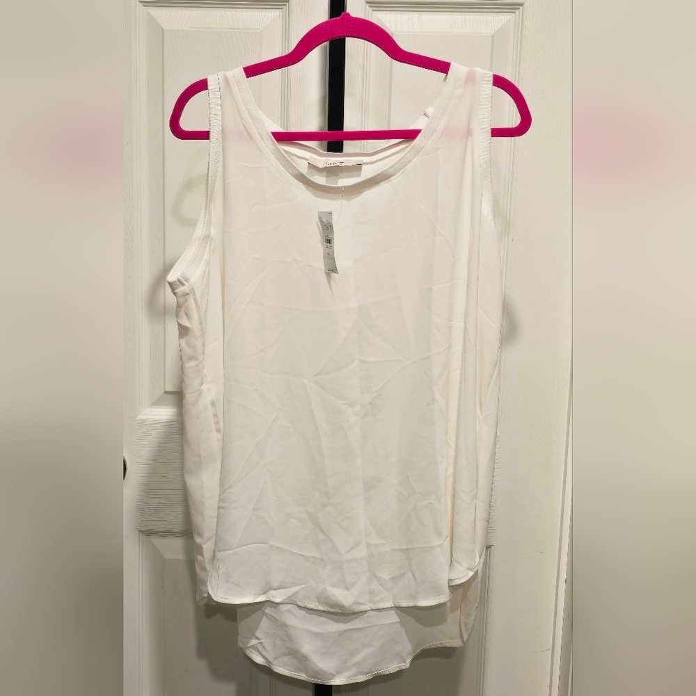 Loft Cream Hi-Lo Tank Top Sleeveless Blouse Women Size XL
